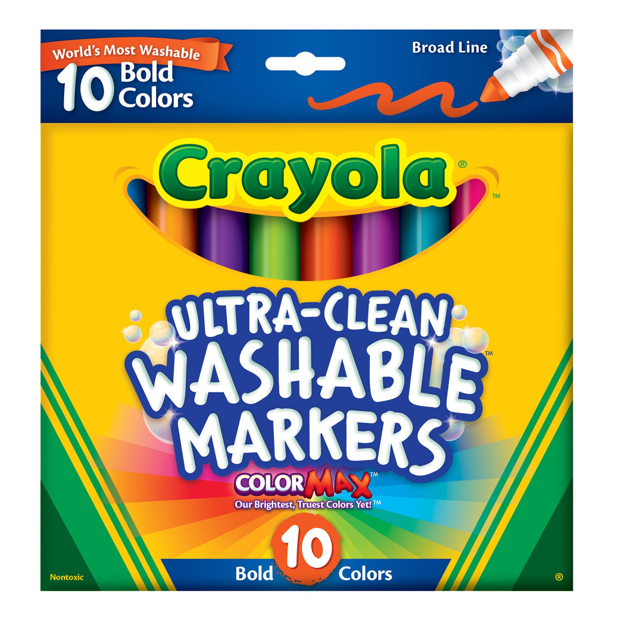 Crayola® Ultra-Clean Broad Line Bold Markers, 10 Count